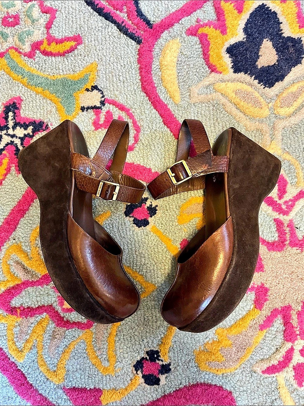 Kork-Ease Leather Mary Jane Platform Wedge Heels in Brown US 8 - Picture 6 of 6
